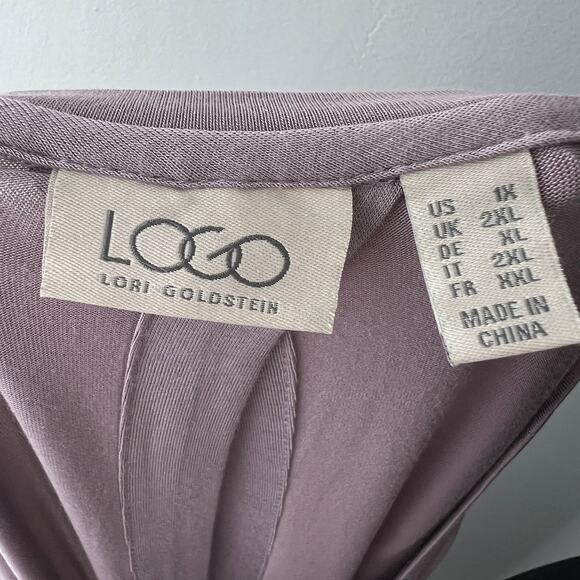 LOGO by Lori Goldstein Lilac Top Floral Lace Hem Scoop Neck 3/4 Sleeve Size 1X - Picture 9 of 10